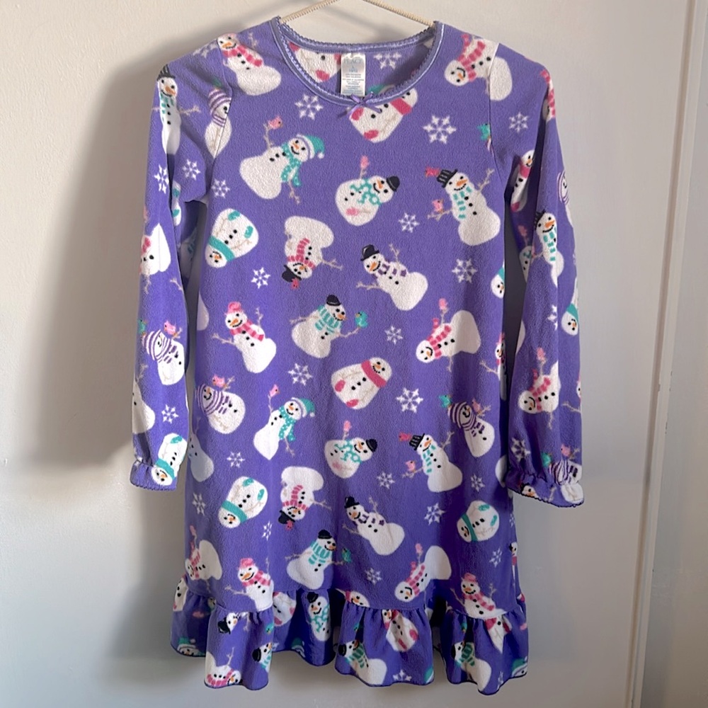 2/$25 ⬇️ Children’s Place Girl’s Holiday Fleece Snowman Winter Pajamas Nightgown